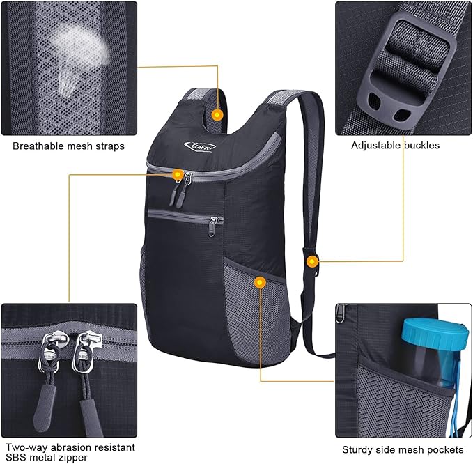 G4Free Lightweight Packable Hiking Backpack for Men Women Small Hiking Daypacks Foldable Shoulder