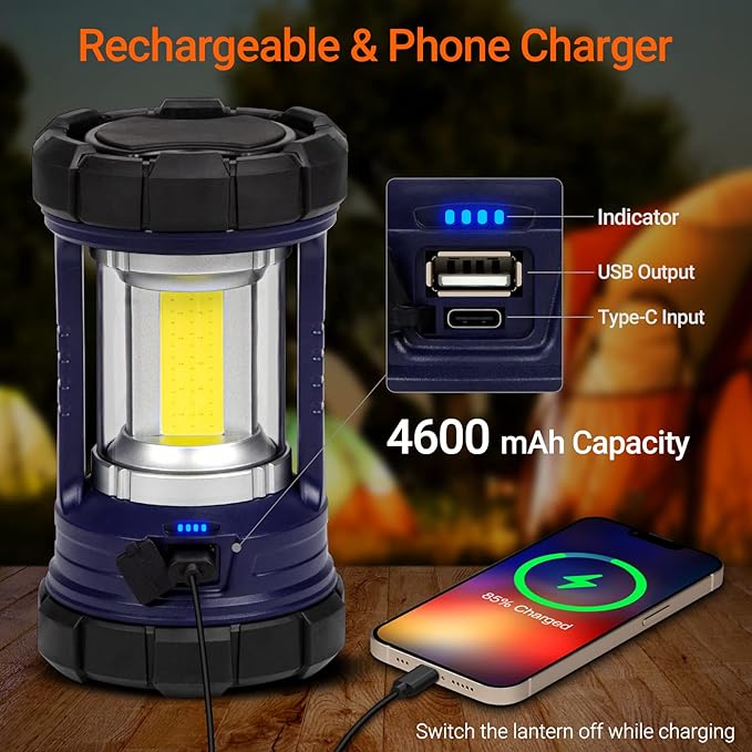 Camping Lantern, 3200LM LED Lanterns for Power Outages, 4600mAh Phone Charger & Rechargeable