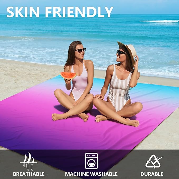 Beach Blanket Waterproof Sandproof Beach Mat 79" X 83"/10'x9'for 2-8 Adults Quick Drying Outdoor