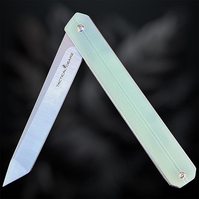 TACTICAL GEARZ Pocket Knife for EDC, G10 Handle, D2 Steel Tanto Blade, Includes Sheath (Oris Ice)