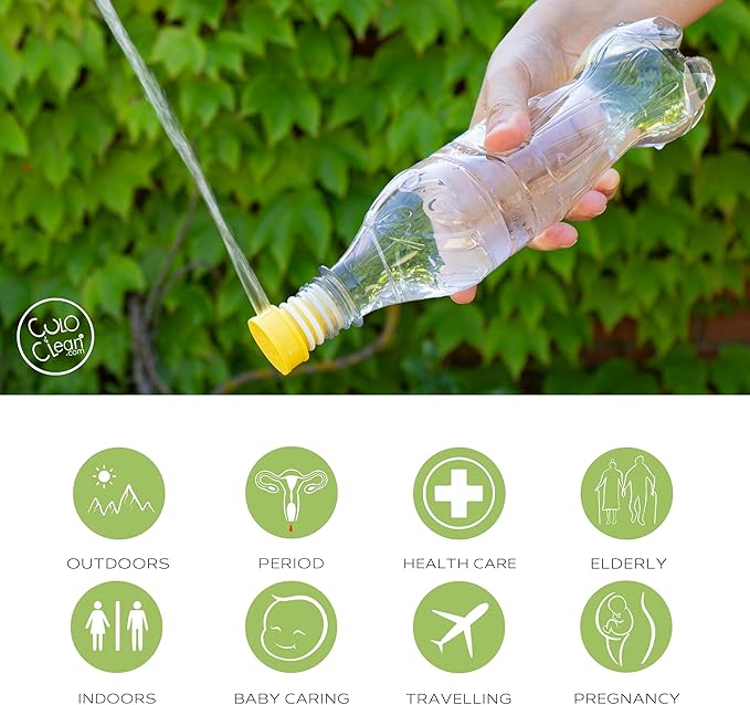 CuloClean Portable Bidet for Toilet, Travel, or Camping. Compatible with Any Plastic Bottle.