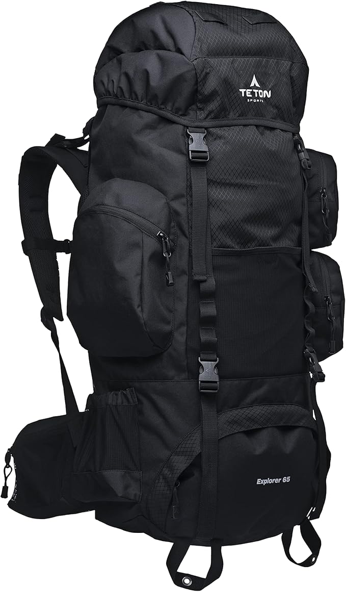 Teton 65L Explorer Internal Frame Backpack for Hiking, Camping, Backpacking, Rain Cover Included