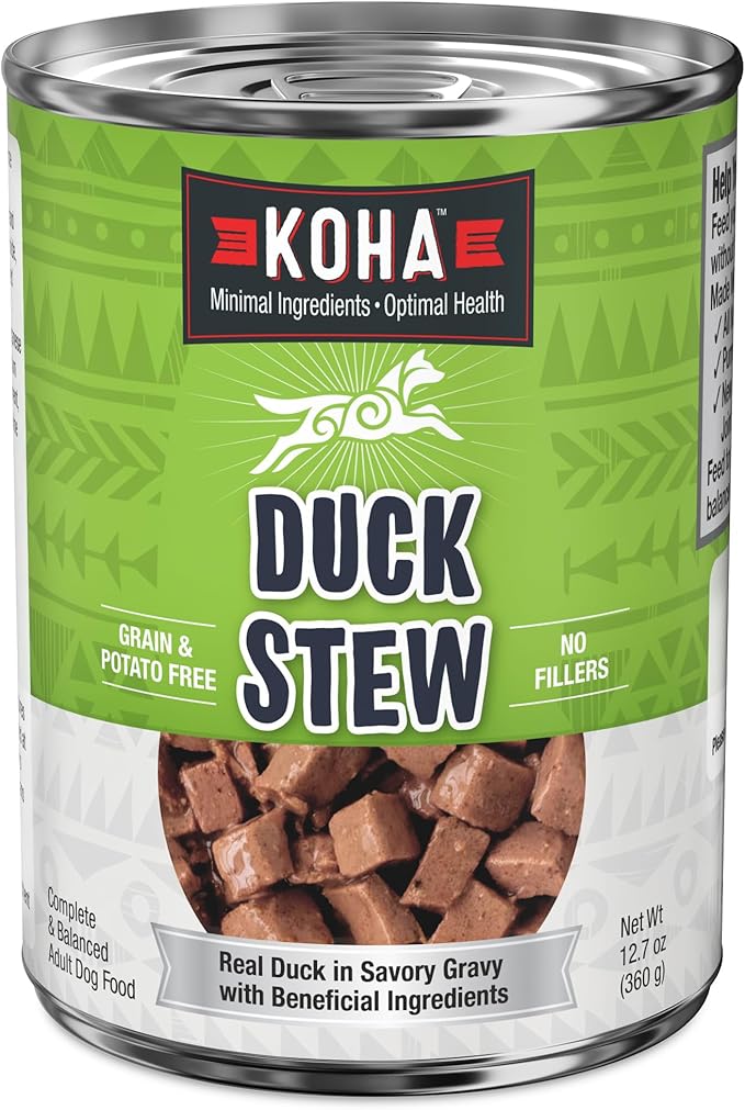 KOHA Minimal Ingredient Duck Stew for Dogs, High Protein Limited Ingredient Dog Food, 12.7oz Cans