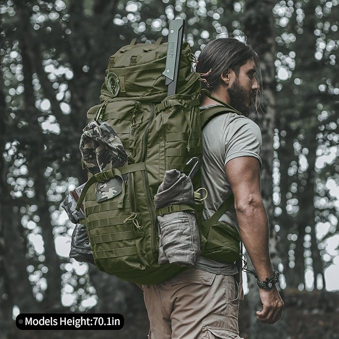 Mardingtop 75L Molle Hiking Internal Frame Backpacks with Rain Cover for