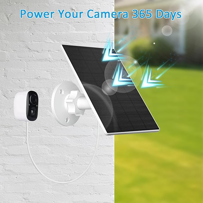 2W Solar Panel for Security Camera Outdoor, USB/USB-C Charger with IP65 Waterproof, 360° Adjustable
