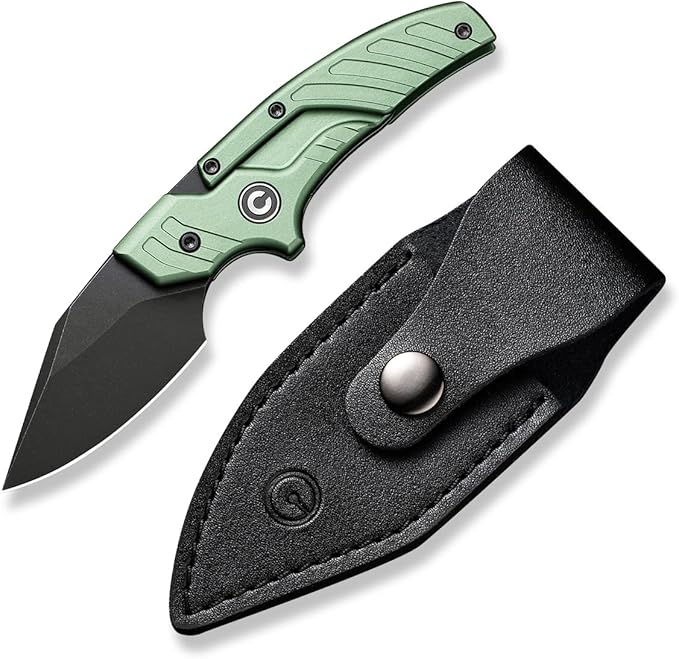 CIVIVI Typhoeus Fixed Blade Knife with Leather Sheath, 2.27" Swedish 14C28N Blade Aluminum Handle