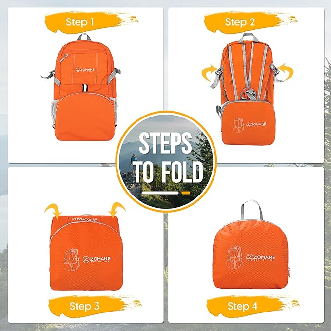 ZOMAKE Lightweight Packable Backpack 35L, Light Foldable Backpacks Water Resistant Collapsible