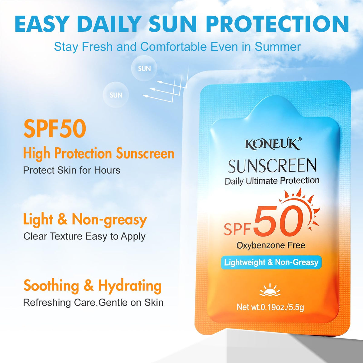 100 Pack Mini Sunscreen for Face and Body, SPF 50 Travel Size Sunscreen