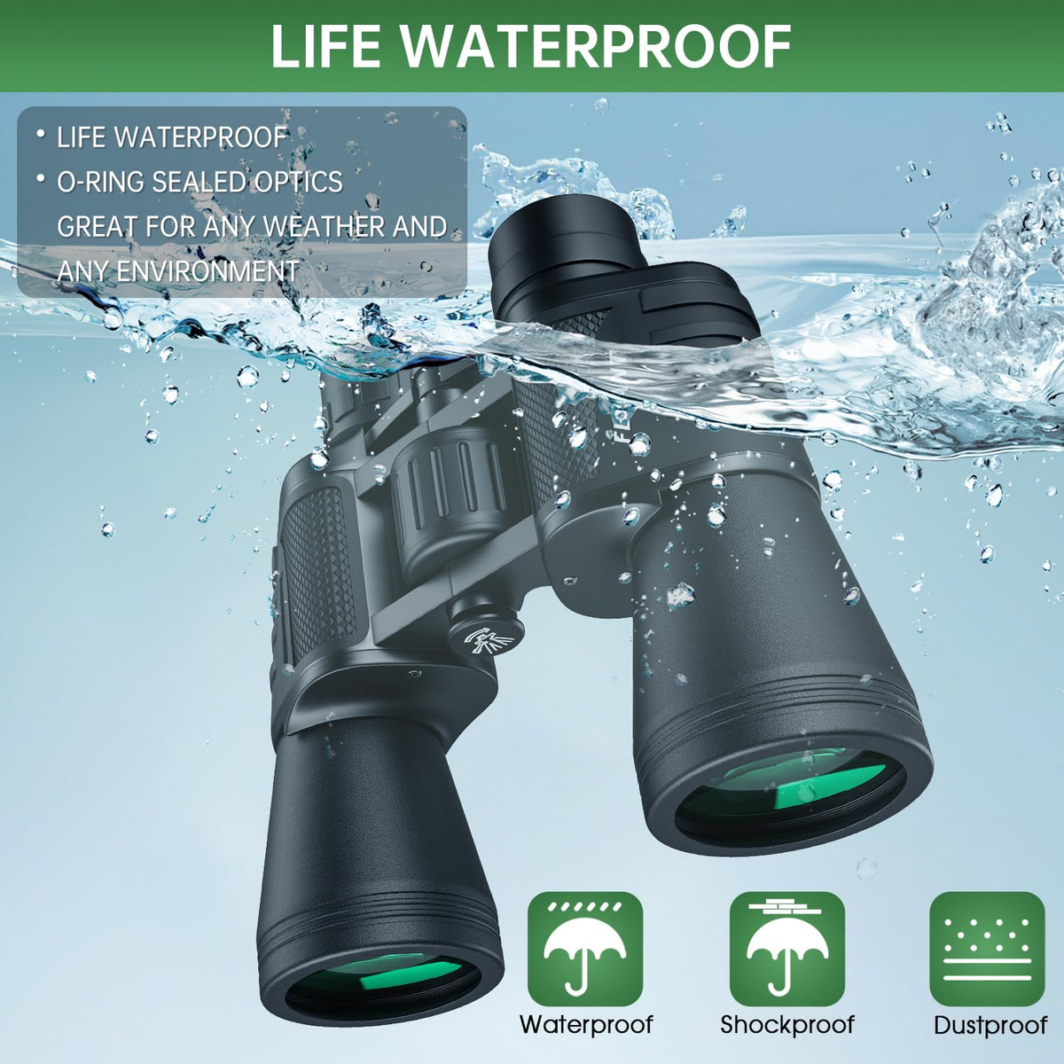 20x50 High Powered Binoculars for Adults, Waterproof Compact Binoculars with Low Light Vision for
