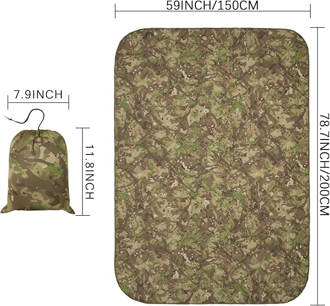 Poncho Liner Military Insulation Outdoor Camping Blanket for Travel, Beach, Grass, Picnic, Car