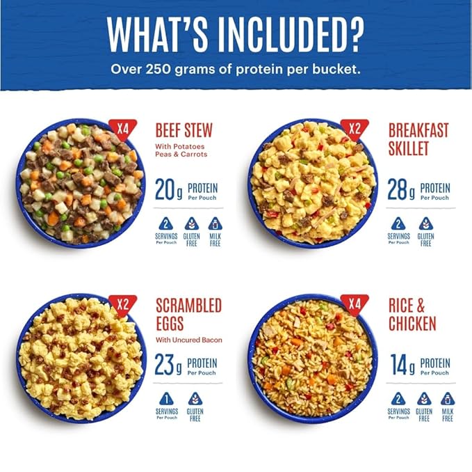 Mountain House Essential Meal Assortment Bucket | Freeze Dried Backpacking & Camping Food | 22