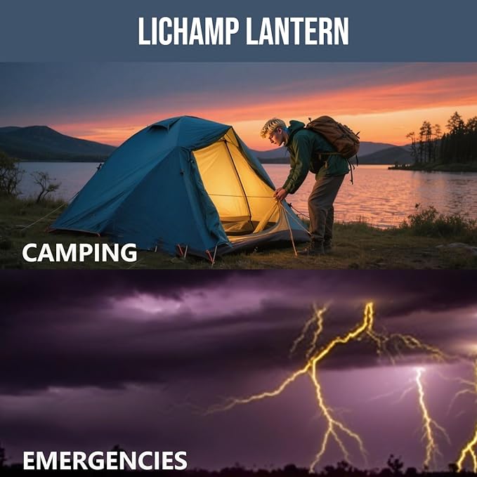 Lichamp Collapsible LED Camping Lantern, Portable Lightweight Waterproof LED Flashlight, 4 Light