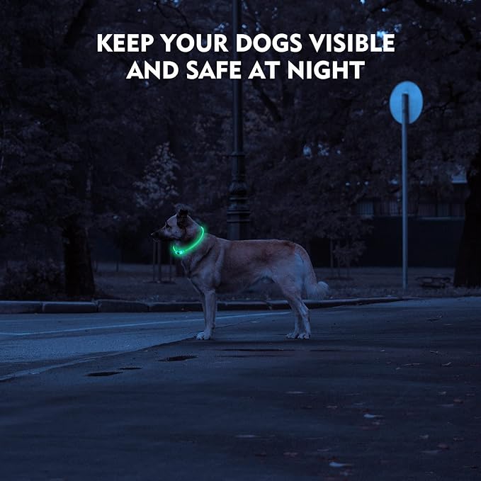LED Dog Collar, Rechargeable Light Up Dog Collars,IP67 Waterproof Dog Lights for Night