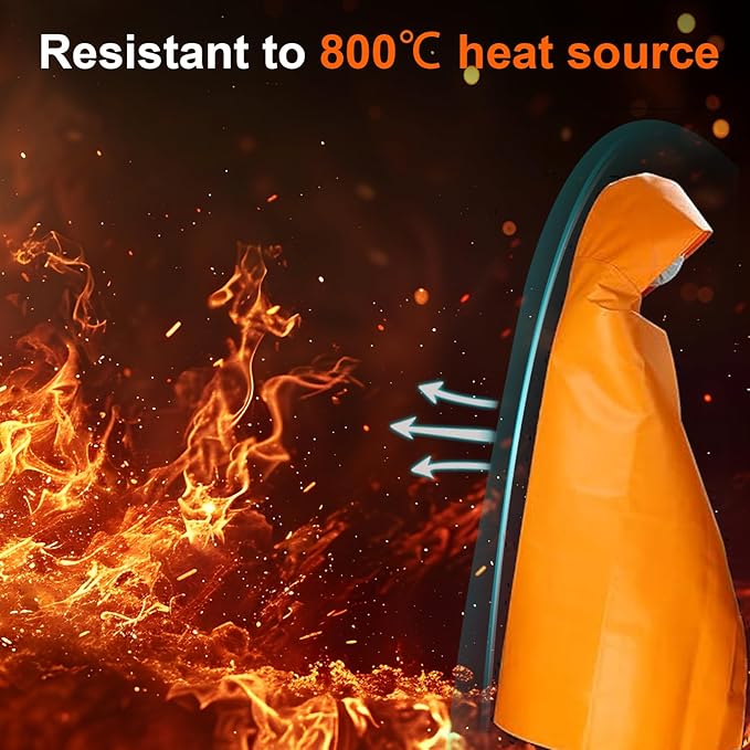DIBBATU Fireproof Cloak, Fire Escape Cloak, Extra Big Fireproof Fiber Cape, Emergency Used as A
