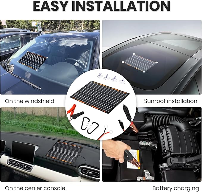 FlexSolar 20W 12V Solar Panel Charger Kit with Built-in Charge Controller - Portable Waterproof