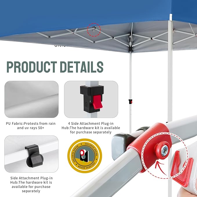 CROWN SHADES 10x10 Heavy Duty Canopy - Premium Pop Up Canopy Tent - Extra Sun Shade Protection with