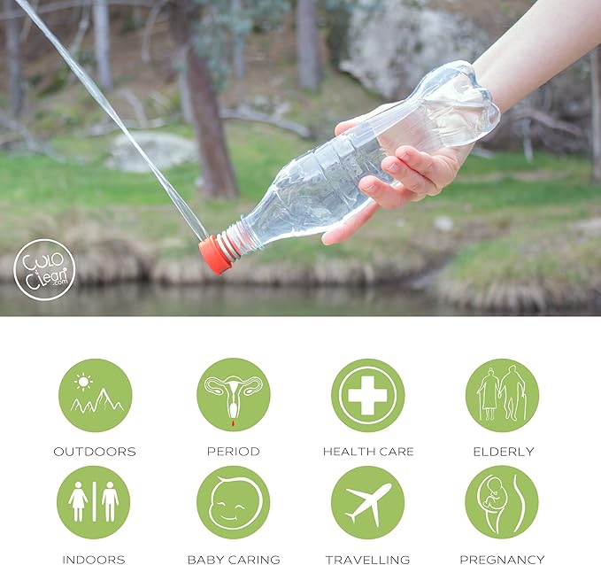 CuloClean Portable Bidet for Toilet, Travel, or Camping. Compatible with Any Plastic Bottle.