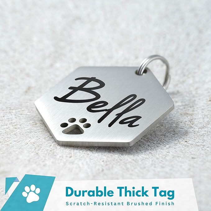Ultra Joys Personalized Dog Tags - Hollow Paw Custom Pet ID - Engraved Dog Tags for Small, Large