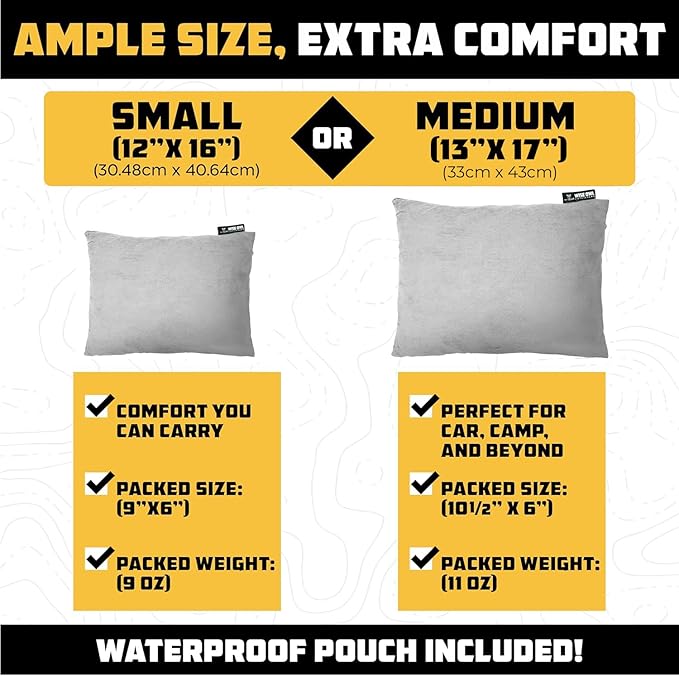 Wise Owl Outfitters Camping Pillow - Camping Essentials and Travel Pillow for Airplanes, Camping