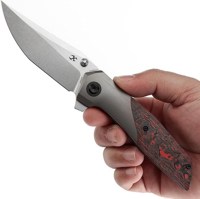 KANSEPT Deadite Pocket Folding Knives for Men Women Hiking 3.52'' Stonewashed CPM S35VN Blade EDC