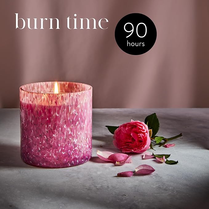 LAFCO New York Signature Candle, Rose de Mai - 15.5 oz - 90-Hour Burn Time - Reusable, Hand Blown