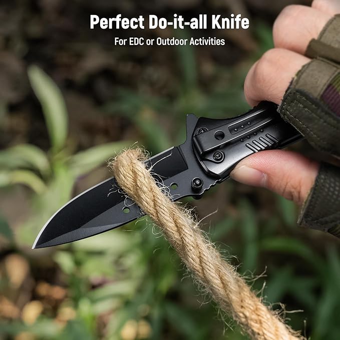 Pocket Knife for Men - 2.98" Sharp Blade Wood Handle Pocket Folding Knives with Clip, Glass Breaker