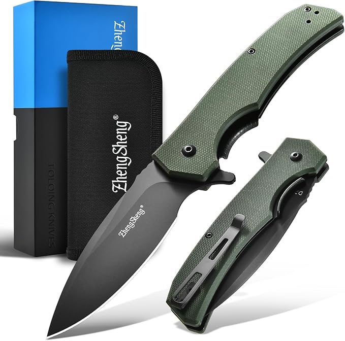 Praxis Folding Pocket Knife, 3.6" PVD Titanium Coating D2 Steel Blade Foldable Knife with G10