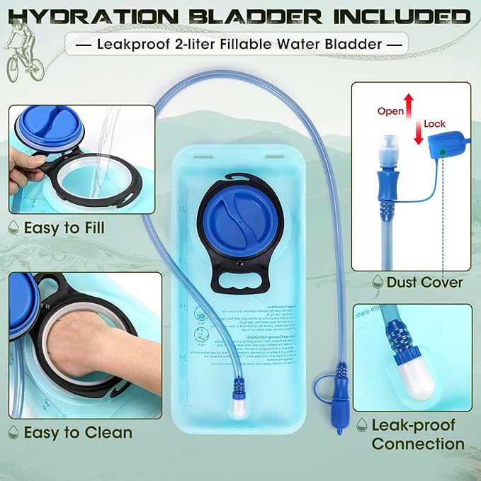 Hydration Backpack with Water Bladder, 18L Lightweight Hiking Backpack for Women&Men Small