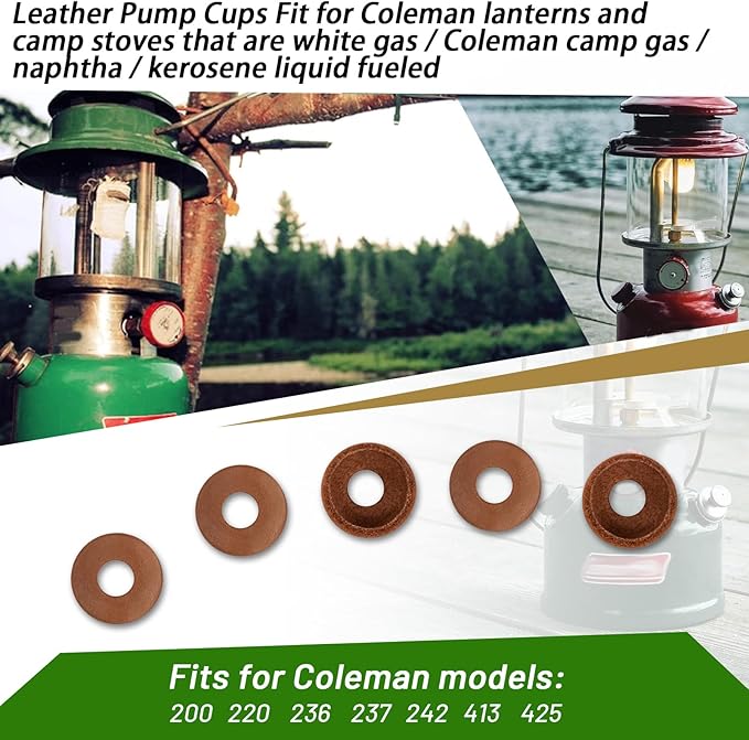 216-5091 Leather Pump Cups(5PCS) Compatible with Coleman lanterns and stoves (Fits for models 220