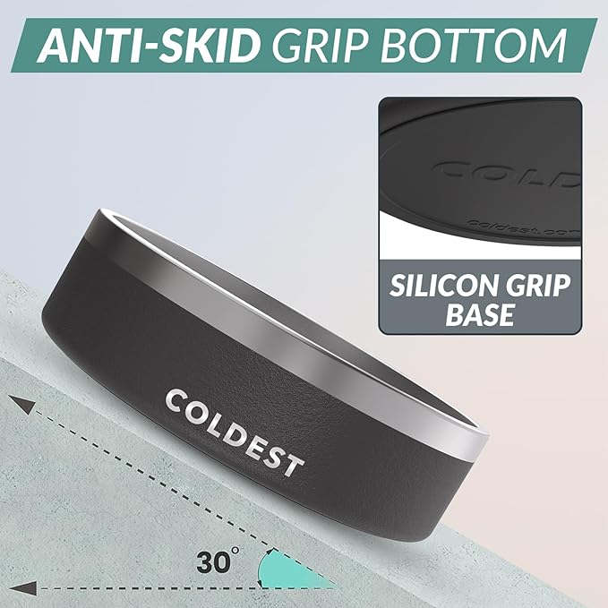 Coldest Dog Bowl - Anti Rust Metal, Non Slip, 3 Layers Insulated Stainless Steel Dog Bowls - Spill