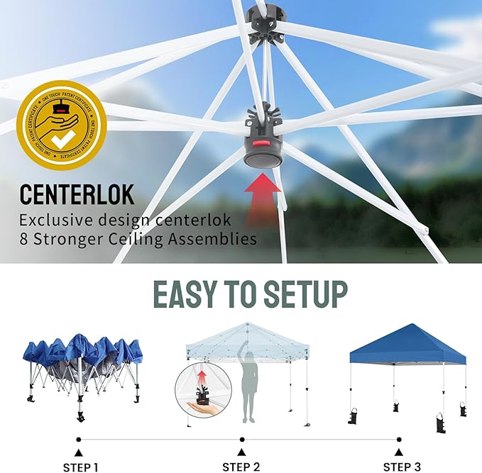 CROWN SHADES 10x10 Heavy Duty Canopy - Premium Pop Up Canopy Tent - Extra Sun Shade Protection with