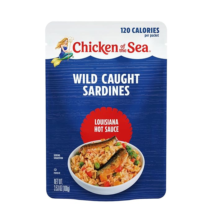 Chicken of the Sea Sardines in Louisiana Hot Sauce, 3.53 oz. Packet (Box of 36), Wild Caught
