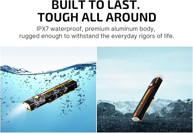 OLIGHT Arkfeld Pro Rechargeable EDC Flat Flashlight with Green Beam, UV and White LED Combo, 1300