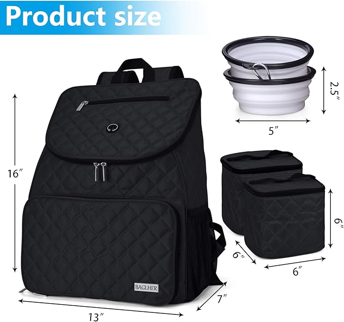 BAGLHER Dog Travel Bag, Airline Approved Pet Supplies Backpack, Dog Travel Backpack with 2 Silicone