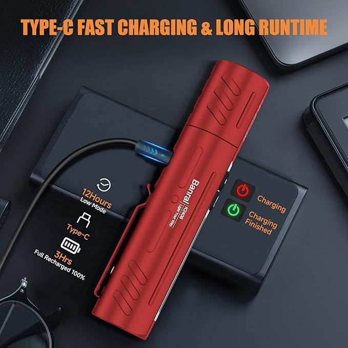 Rechargeable Tactical Flashlights High Lumens - Super Bright Small Powerful LED Magnetic USB C