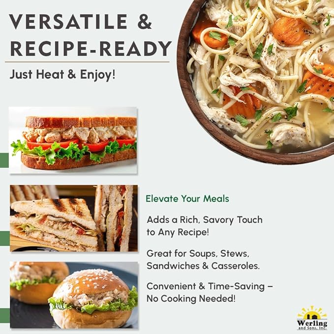 Werling & Sons Canned Chicken 14.5 Oz??Fully Cooked, Ready to Eat | Premium Quality, Recipe-Ready