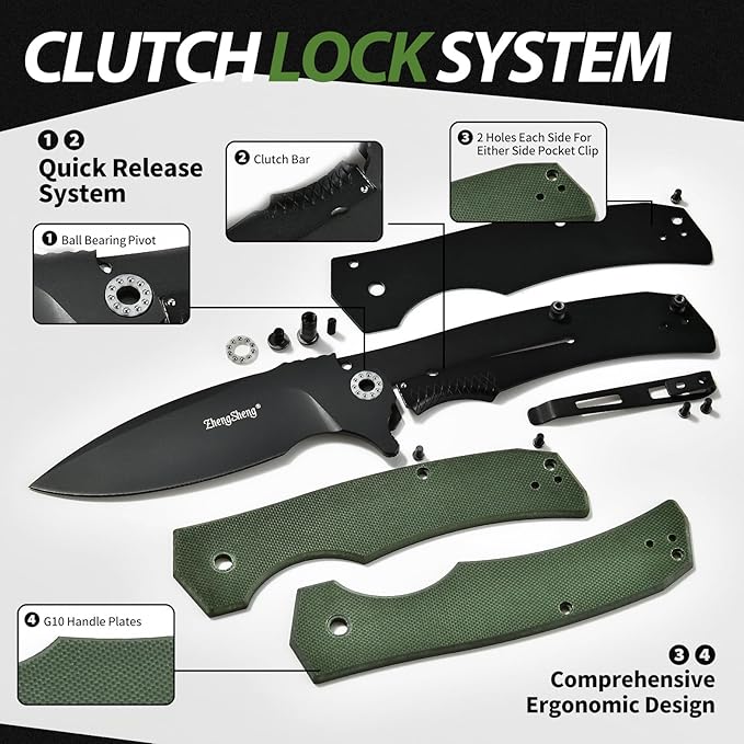 Praxis Folding Pocket Knife, 3.6" PVD Titanium Coating D2 Steel Blade Foldable Knife with G10