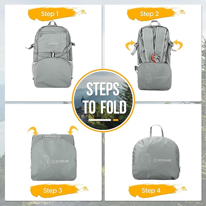 ZOMAKE Lightweight Packable Backpack 35L, Light Foldable Backpacks Water Resistant Collapsible