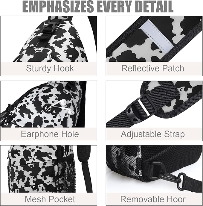 Crossbody Bags for Women Men Trendy Sling Bag Bakpack Casual Chest Bag with Convertible Shoulder