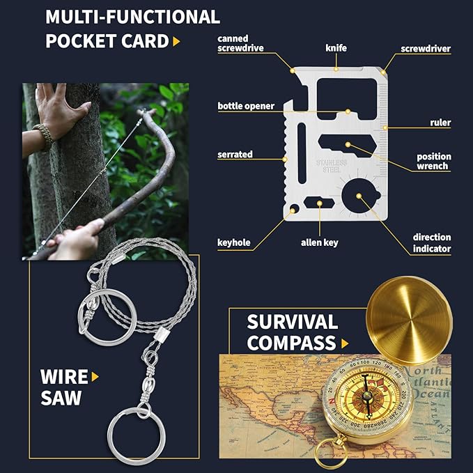 Gifts for Men Him Dad, Survival Kits and Equipment 14 Pcs, Christmas Stocking Stuffers, Anniversary