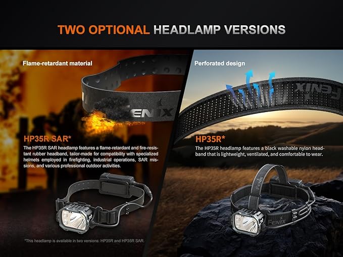 Fenix HP35R SAR 4000 Lumen USB-C Rechargeable Headlamp, with Spotlight and Floodlight and Flame