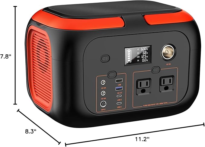 SinKeu Portable Power Station 600W, 296Wh/80000mAh Backup Lithium Battery Pack Bank, 110V Pure Sine