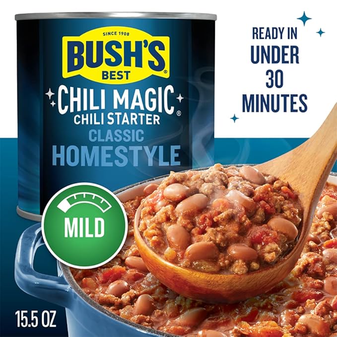 BUSH'S BEST Canned Chili Magic Chili Beans Starter Traditional Recipe (Pack of 12), Source of Plant
