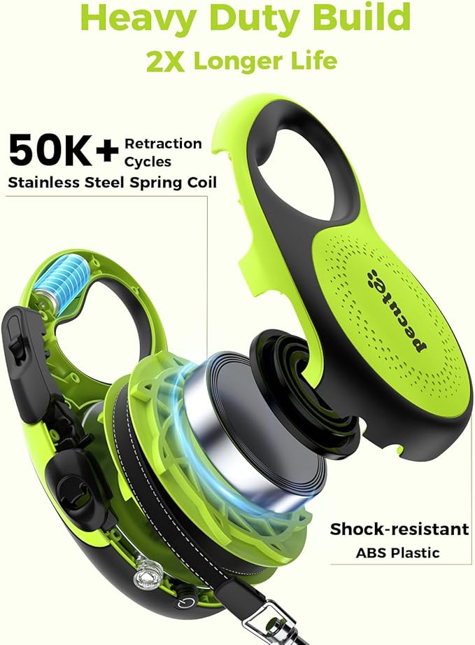 Retractable Dog Leash for Large Dog with Light Rechargeable, 16ft Heavy Duty Retractable Pet Leash