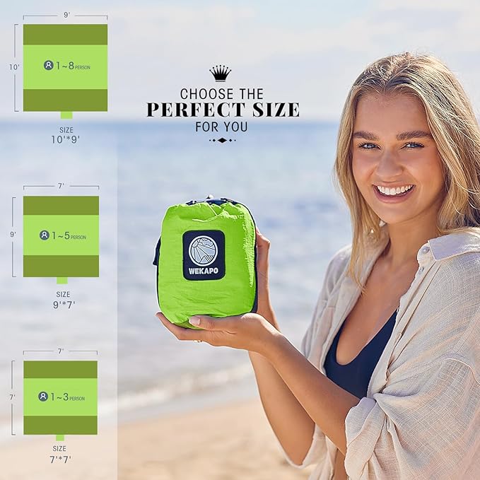 WEKAPO Beach Blanket Sandproof Waterproof, Extra Large Beach Mat, Oversized & Compact Sand Free Mat