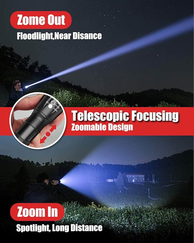 Victoper LED Flashlight 6 Pack, Bright 2000 Lumens Tactical Flashlights High Lumens with 5 Modes