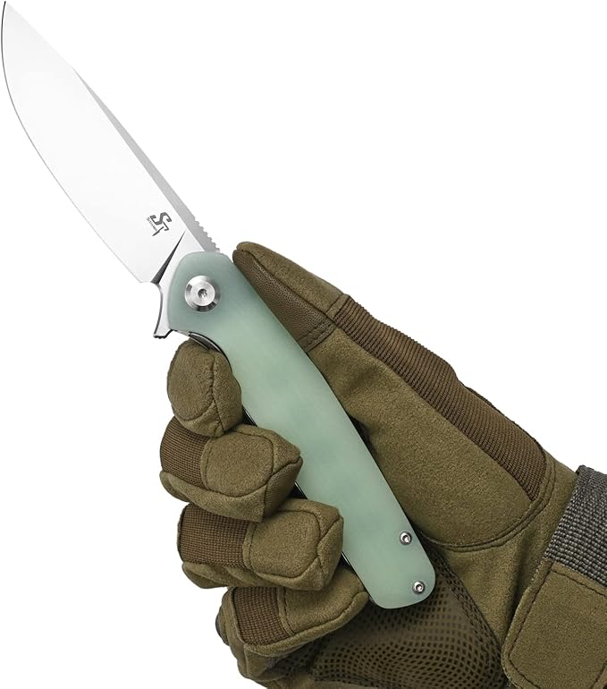 Sitivien ST102 Folding Knife, D2 Steel Blade+G10 Handle Pocket Knife, EDC Tool Knife for Outdoor