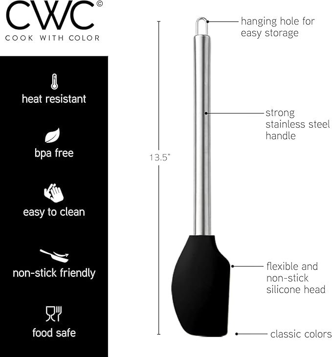COOK WITH COLOR Silicone Cooking Utensils, Kitchen Utensil Set, Easy to Clean Silicone Kitchen