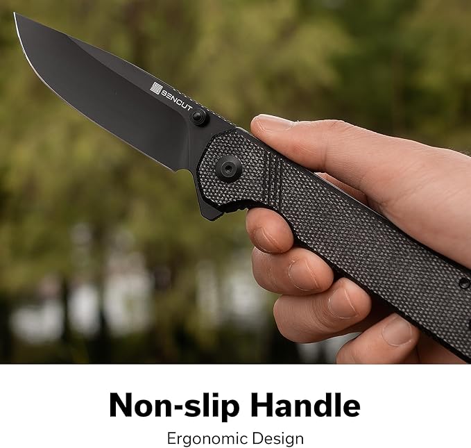 SENCUT Aetheris Pocket Knife, EDC Folding Knife with 3.68'' 9Cr18MoV Blade & Canvas Micarta Handle