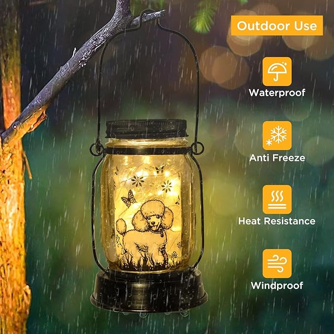 Poodle Gifts for Women/Men, Poodle Solar Lanterns Dog Mom Birthday, Dog Lovers Lantern, Pet Loss